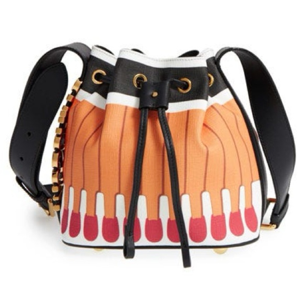 Moschino MATCHES smoke crossbody! Fashion Kills line purse matchbook bucket bag
